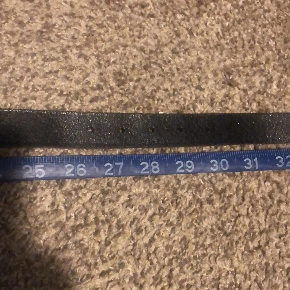 NWT Dockers Black Leather Belt with Floral Design Buckle